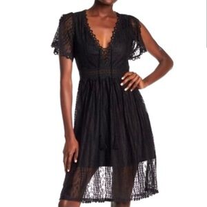 Allison New York Black Eyelet Lace Dress